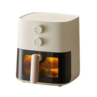 小熊/Bear  空气炸锅  QZG-J15M1  米黄色机械式  4D漩烤不用翻面 全自动 5L实用大容量 可视 蒸汽嫩炸 炸烤箱一体机