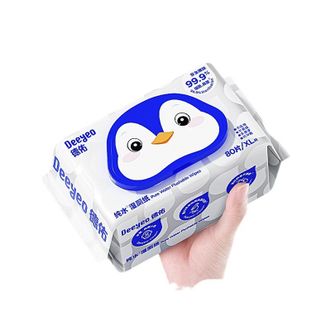 德佑/Deeyeo  企鹅纯水湿厕纸80抽*1包 孕婴可用安全0敏