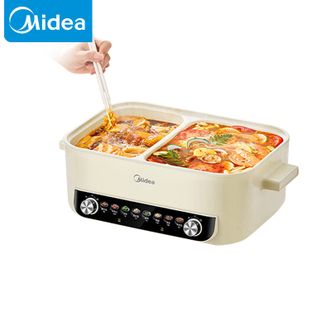 美的/Midea  电火锅 火锅专用锅四六鸳鸯锅电锅一体多功能锅家用电煮锅火锅分区控温HGC382716 6.5L