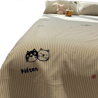 九洲鹿  A类抑菌全棉床单单条装 200*230cm 条纹猫咪 J4YH584