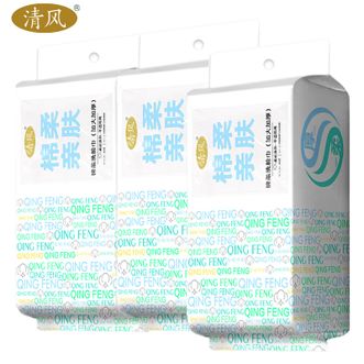 清风  洗脸巾壁挂式抽取式230克80抽3包 加大加厚一次性悬挂式擦脸巾棉柔巾