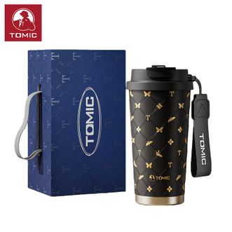 特美刻（TOMIC）  纯钛保温杯咖啡杯双饮吸管杯精致定制礼品伴手礼 黑金蝴蝶-内外纯钛-抗菌