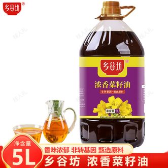 乡谷坊  浓香菜籽油5L 精选原料 非转基因 物理压榨 厨房烹饪炒菜食用油家庭装
