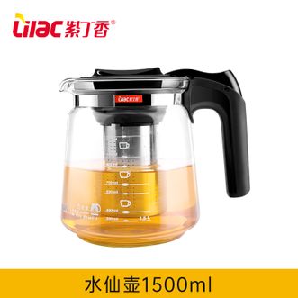 紫丁香（Lilac）  水仙壶 茶吧机通用家用耐热冲水泡茶壶 玻璃单壶1500ml      S72