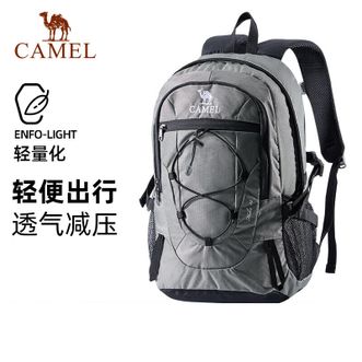骆驼/Camel  户外双肩包男女徒步旅行运动登山包大容量轻便防泼水背包书包 A9W3C3135A银灰 均码