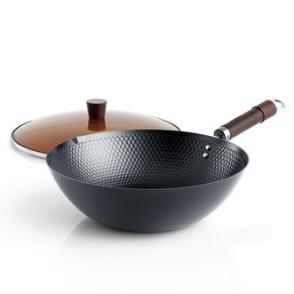 中科德马克dumik  极铁系列 三极防锈铁锅32cm 家用炒锅不粘锅电磁炉燃气灶专用D-CF32J31