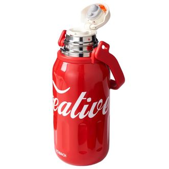 康巴赫/KOBACH  316不锈钢保温杯保冷杯弹跳盖男女士儿童水杯子大容量茶水分离 KH-H120B02复古红1200ml