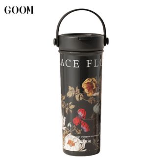 格沫/GOOM  艺术手绘系列保温杯600mL 高颜值吸管杯大容量咖啡杯便携双饮杯 似锦
