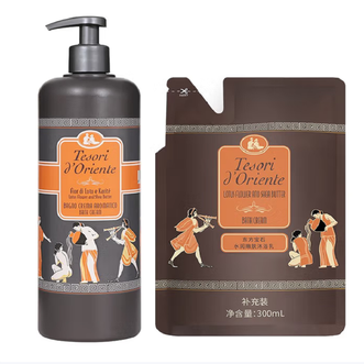 东方宝石  意大利原装进口香氛沐浴乳家庭装留香持久水润嫩肤沐浴露 袋装300mL+水莲花 750ml 1瓶