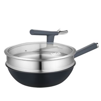 德铂（Debo）  无涂层不粘炒锅无油烟有钛锅锅具 帕拉格 32cm DEP-DS405