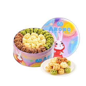AKOKO  经典小花曲奇饼干0添加黄油曲奇网红休闲零食 经典三拼(原味+咖啡+抹茶) 560g