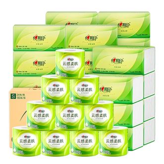 心相印  卷纸抽纸组合130抽24包+150克10卷