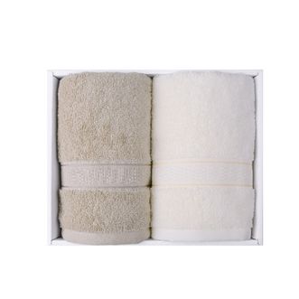 金号  纯棉素羽毛巾礼盒  两条装  颜色随机