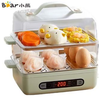 小熊/Bear  蒸蛋器煮蛋器电蒸锅电蒸笼多功能家用早餐神器蒸包子电热锅微电脑双层可预约鸡蛋羹蒸菜