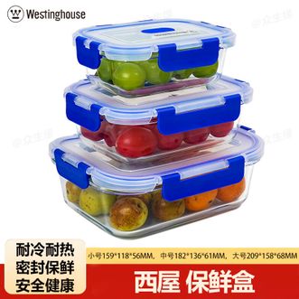 西屋/Westinghouse  保鲜盒3个组合装食品级材质密封保鲜耐热耐冷易清洁保鲜盒