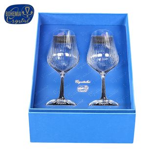 CRYSTALEX  捷克进口高端水晶红酒杯葡萄酒杯大容量高脚香槟杯礼盒套装送礼 郁金香光学【礼盒装】350ml 2只