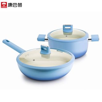 康巴赫  溢彩不粘锅具炒锅汤锅炒菜锅炖汤煮锅具套装两件套LPBCT02A