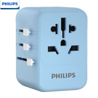 飞利浦/Philips  转换插头旅行转换器多国旅行转换插头轻巧便携全球畅行转换插头蓝色