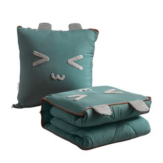 芳恩/faunen  颜表情抱枕被多功能抱枕被子两用沙发靠垫被办公室午休午睡毯抱枕被子两用二合一汽车靠枕靠垫 墨绿色 FN-R7011