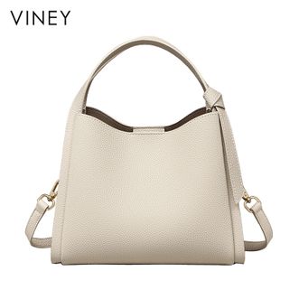 viney  高级牛皮斜挎包女高端洋气腋下包百搭女士单肩水桶包V90837