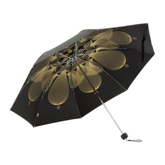 天堂伞  金色全遮光黑丝黑胶三折晴雨伞 坚实耐用骨架防晒遮雨伞57cm*8K