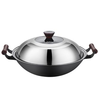 德铂（Debo）  双耳铸铁锅  口径约42cm  大口径家庭炒锅