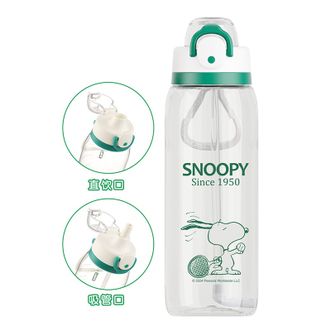 史努比（SNOOPY）  750ml双饮吸管杯运动杯直饮杯儿童水杯女士高颜值塑料杯子男生便携水壶HJS-7024颜色随机