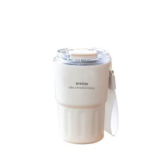 栢士德/BYSTON  保温双饮咖啡杯  400ml  大杯口水杯 翻盖直饮 BST-017