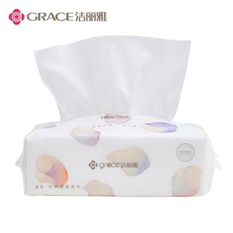 洁丽雅/Grace  棉柔巾女毛巾洁面巾一次性洗脸巾成人干湿两用加厚擦脸巾 90抽【20*20cm平纹】