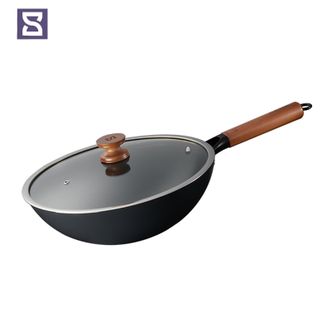 苏拉食光（Salatable）  无氟无涂层陶瓷窒氮极铁锅电磁炉明火通用黑色 32cm SL-CT32B1