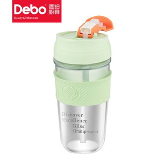 德铂（Debo）  阿德莱咖啡杯  DEP-DS342（透明款）绿色  简约吸管水杯咖啡杯