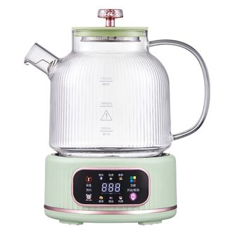 WIFER  养生壶全玻璃炖煮一体家用多功能花茶壶纯养生烧水壶新款 绿色 0涂层0胶水 带茶漏网