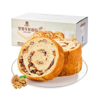 良品铺子   坚果车轮面包500g 全麦面包果仁