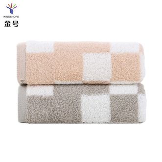 金号  纯棉家用洗脸毛巾 72*33cm 全棉加厚情侣洗澡面巾 绿棕2条装