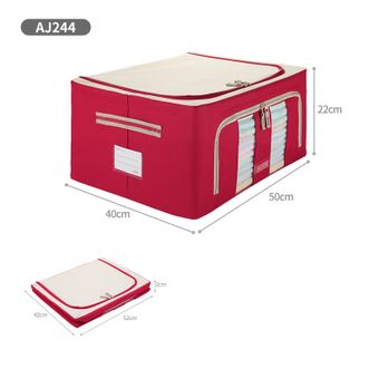 安巢/ANCHOW  视窗型百纳箱/红色44L AJ244折叠衣物收纳箱布艺抽屉收纳盒牛津布  50*40*22cm