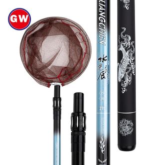 光威（GW）  可伸缩定位碳素抄网超轻超硬竞技抄网捞鱼网兜渔具钓鱼配件鱼操网