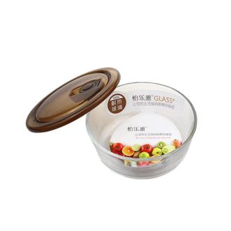 怡乐雅  耐热玻璃碗圆形纯色沙拉水果保鲜带盖便当盒大容量单个礼盒装  YLYR129