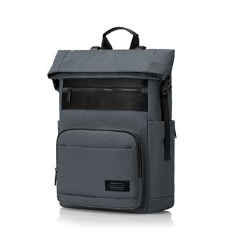 新秀丽/Samsonite  休闲书包时尚大容量双肩包电脑包 QE7*001 灰色/黑色 个性可扩容翻盖设计