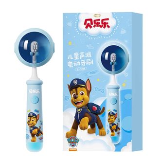 冷酸灵  贝乐乐儿童电动牙刷2-12岁彩虹灯声波防水软毛太空泡泡充电（蓝色阿奇款）