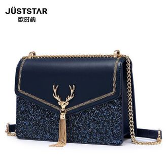 欧时纳（JUSTSTAR）女包单肩斜挎包麋鹿链条小方包172555