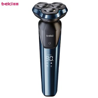蓓慈/Beici  三刀头剃须刀电动刮胡刀 全身水洗LED智能屏显 3D浮动刀头带旅行锁男士充电胡须刀X3海军蓝