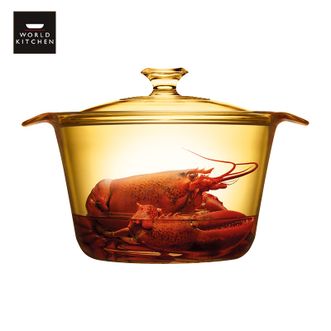 VISIONS  康宁 Flair系列 3.8L汤锅玻璃锅  22.5CM 可明火直烧 炖锅煮锅琥珀锅 VS-38-FL/E/LN/ZK