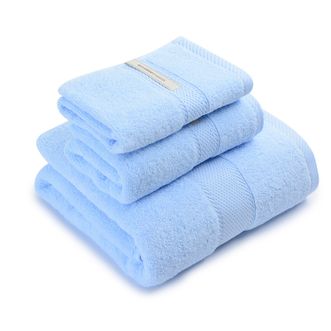 洁丽雅（Grace）抗菌纯棉毛巾浴巾三件套 吸水舒适套装 浴巾*1毛巾*1方巾*1 浅兰色