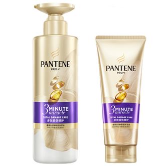 潘婷/Pantene  3分钟奇迹臻养洗发水多效损伤修护型洗300g+护180ml男女通用套装