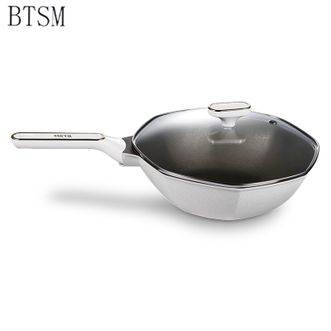 BTSM  八角炒锅32CM 贝塔斯曼八角锅 家庭多炉具通用高颜值玻璃盖八角锅BT1812