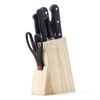 万德霍/WODHO  美食刃八件套厨房必备切片刀砍骨刀水果牙刀水果刀厨房剪削皮器磨刀棒刀架八件套 WDH-G0140559