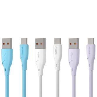 飞利浦/Philips  手机数据线充电线传输线充传二合一适用安卓苹果平板笔记本亲肤TPE材质3A充电线Type-C 【A to C】亲肤线-1米-SWR1624
