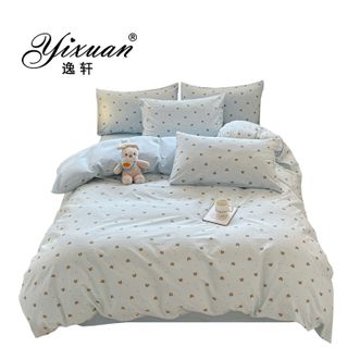 逸轩/yixuan  童趣卡通图案全棉四件套 温馨卧室床品套件 元气熊-蓝