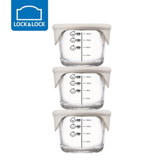 乐扣乐扣/locknlock  保鲜盒 儿童玻璃辅食盒 硅胶盒盖 耐热玻璃（230ml*3）