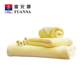 富安娜  清韵系列素色纯棉蜂窝毛方浴三件套-黄